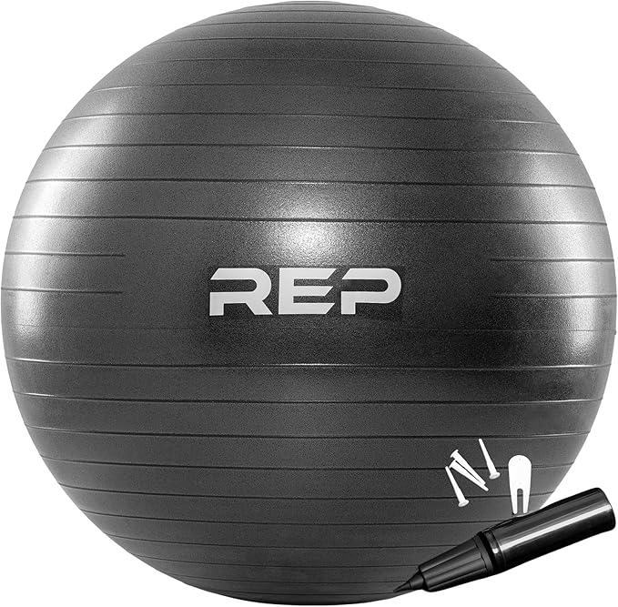REP Fitness Exercise Physioball for Yoga, Pilates, Core Workout, Home Gym Equipment, Pregnancy & Physical Therapy, Stability Ball Chair for Office, 65cm Inflatable Balance Balls for Women