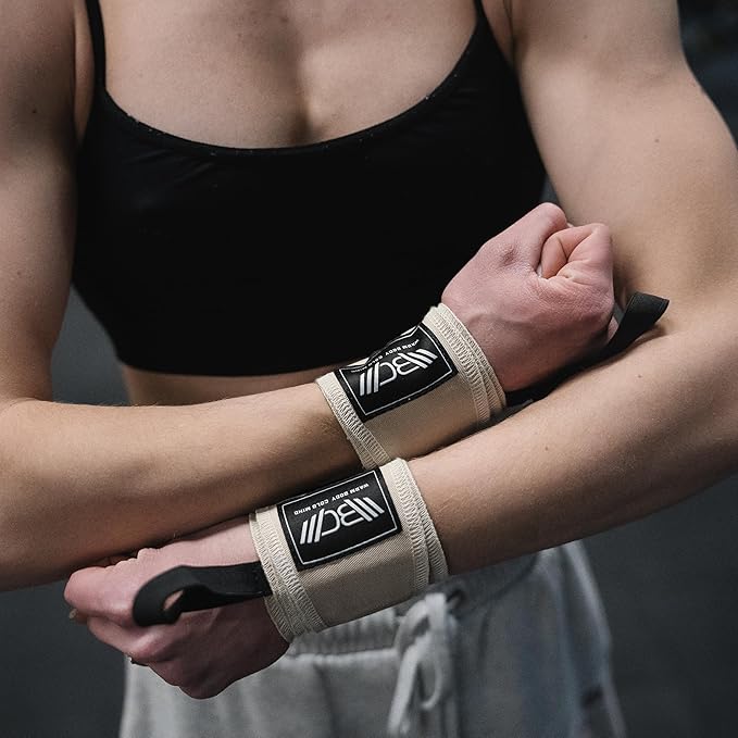 WARM BODY COLD MIND - Premium Cotton Weight Lifting Wrist Wraps for Cross Training, Powerlifting, Deadlift, Weightlifting, Gym, Wrist Straps, Workout, Fitness, Heavy-Duty Support with Thumb Loop
