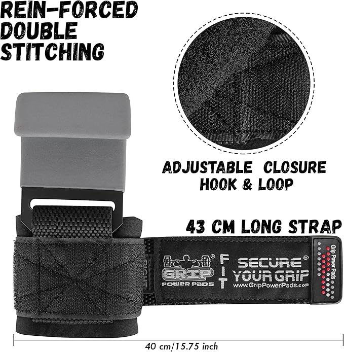 Weight Lifting Rod Hooks Heavy Duty Wrist Wraps Power Weight Lifting Training Gym Grips Straps Set of 2