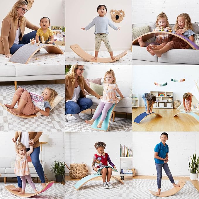 ECR4Kids Balance Board with Felt Base, Montessori Toy, Light Grey