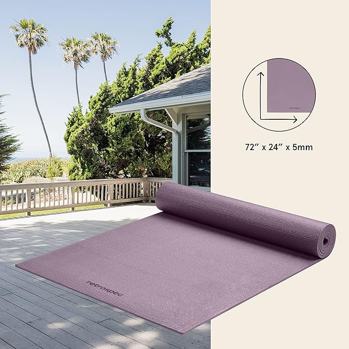 Retrospec Pismo Yoga Mat w/Nylon Strap for Men & Women - Non Slip Exercise Mat for Yoga, Pilates, Stretching, Floor & Fitness Workouts, .5mm Thick, Easy to Clean