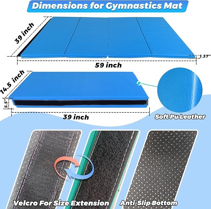 Foldable Gymnastics Bar,5FT Horizontal bar,Adjustable Kids Training bar for Kids Ages 3-15,Kids Gymnastics bar,Triangle Stable Structure-Gym Equipment for Home