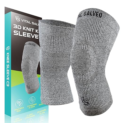 VITAL SALVEO-Compression Recovery Knee Sleeve/brace C3-COMFORT, Pain Relief, Protects Joint - Ideal for Sports and Daily Wear(1 Pair)/XL
