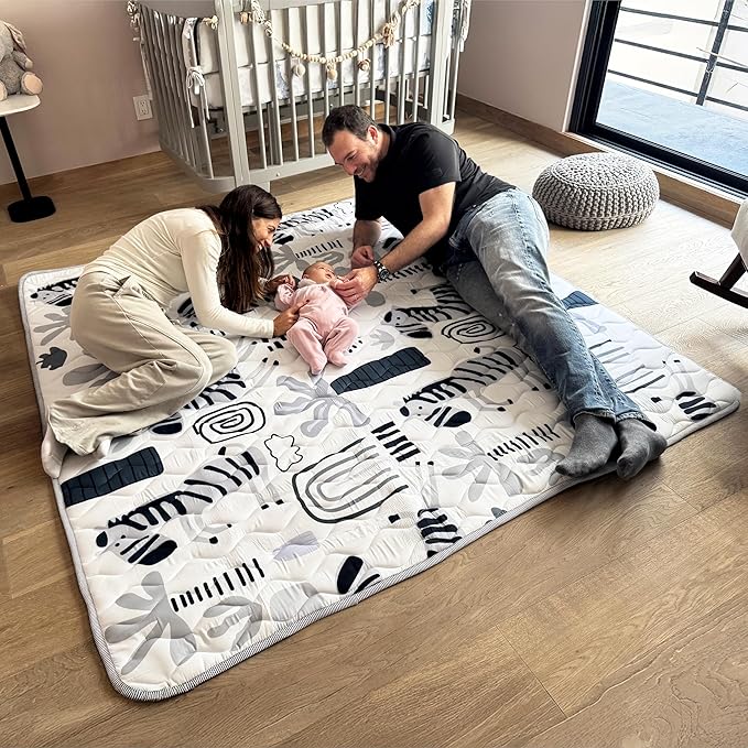 Miotetto Baby Mat for Floor, 73" x 73" Playpen Mat, Thick Soft Foam Padding Baby Play Mat, Portable Quilted playmat - Washable Baby Floor Play mat, Non-Slip Play Mat for Babies & Toddlers