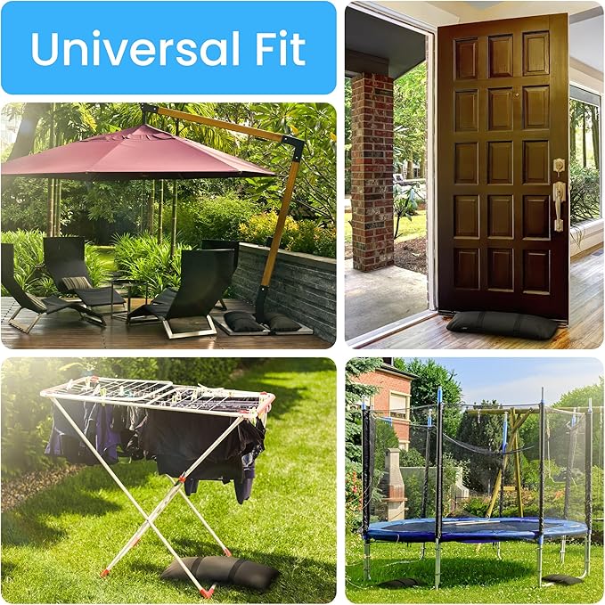 Rhino BaseMate Umbrella Base Weights 8-Pack – Fillable Sand Bags for Umbrella Base & Patio Stand | Durable Weatherproof Sandbag Weights for Outdoor Umbrellas, Arched Design, Holds Up to 49 lbs Each