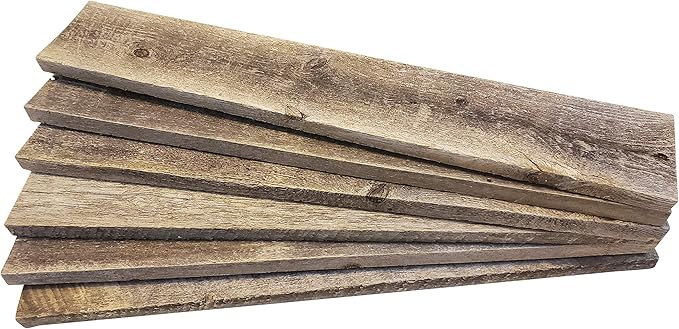 Rustic Weathered Reclaimed Wood Planks for DIY Crafts, Projects and Decor (6 Planks - 24" Long)