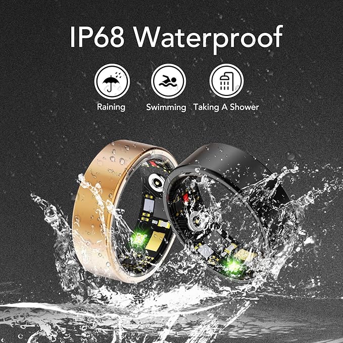 Smart Health Ring for Women Men Fitness Tracker with Heart Rate, Blood Oxygen, Blood Pressure, Sleep Monitoring, Step Counting, IP68 Waterproof for iOS and Android, No APP Fee, Rose Gold 8
