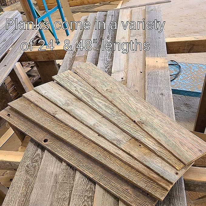 Rockin' Wood Real Wood Nail Up Application Rustic Reclaimed Naturally Weathered Barn Wood Accent Paneling Board Planks for Home Walls (46 Square feet)