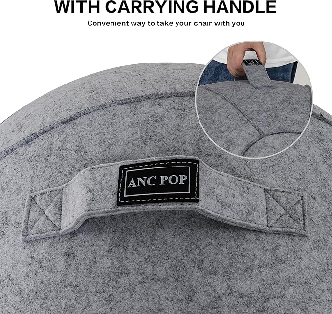 ANC POP Yoga Ball Exercise Ball, Anti Slip Stability Ball Chair, 25” Heavy Duty Large Gym Ball for Fitness, Balance and Core Workout with Cover, Easy Clean