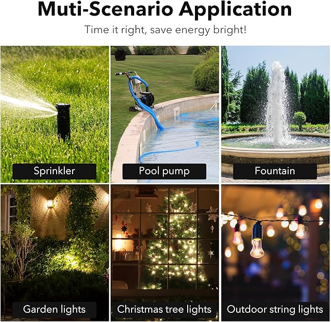 HBN Outdoor Timer Outlet Waterproof, 24 Hour Mechanical Light Timers for Electrical Outlets Outdoor Weatherproof, 2 Grounded Outlets for Christmas Lights, Holiday Decorations, 15A 1/2HP
