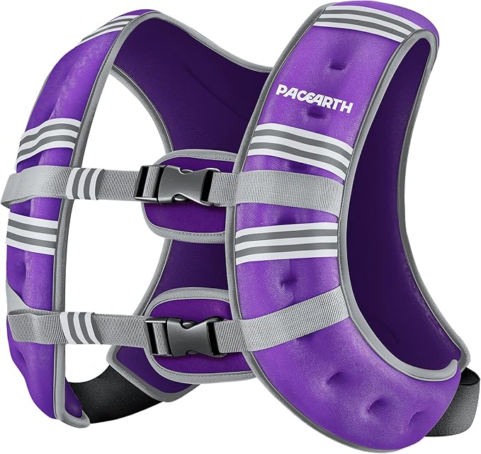 PACEARTH Weighted Vest,6lb/8lb/10lb/12lb/16lb/20lb/25lb/30lb Weight Vest with Reflective Stripe, Body Weight Vests for Women, Men, Weight Loss Workout, Strength Training, Running, Walking, Jogging