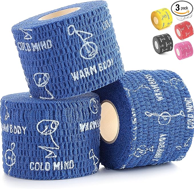 WARM BODY COLD MIND 1.85" Weightlifting Thumb Tape - Hook Grip Tape for Powerlifting, Cross Training, Gym Tape, Workout, Weight Lifting Tape, Athletic Finger Wrap (Blue 3 Rolls)