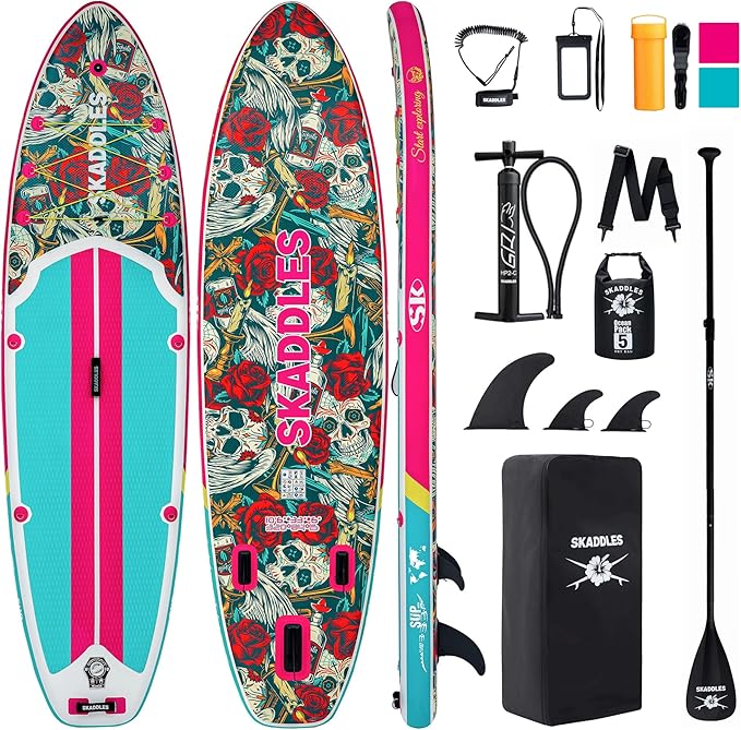 10’6’’ Inflatable Stand Up Paddle Board (SUP) for Adults and Youth with Non-Slip Deck – Complete Accessories Kit, for Fishing, Yoga, Fitness & Family Fun