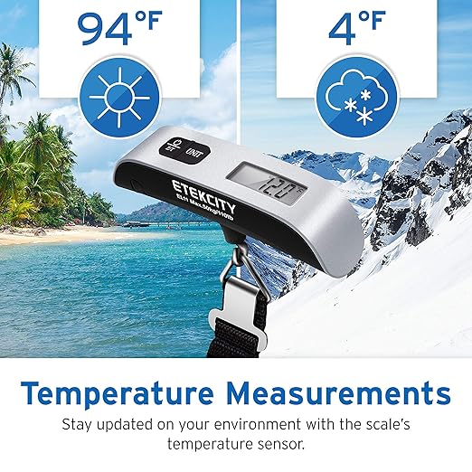 Etekcity Luggage Scale, Travel Essentials, Digital Weight Scales for Travel Accessories, Portable Handheld Scale with Temperature Sensor, Rubber Paint, 110 Pounds, Battery Included,2Pack