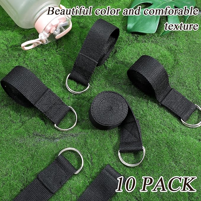 10 Pcs Yoga Strap Bulk for Stretching, 6ft Adjustable Yoga Strap Pilates Non-elastic Stretching Belt for Gym Workouts, Physical Therapy, Improve Flexibility, Physical Therapy, Dance