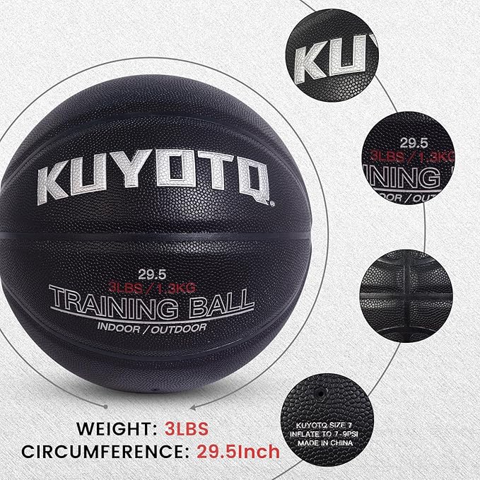 KUYOTQ 3LBS/3.3LBS/2.2LBS Weighted Heavy Training Basketball 29.5/28.5" in and Outdoor Improving Handling Dribbling Passing Rebounding Skill Composite Size 7/6 Weighted Training Basketball Equipment