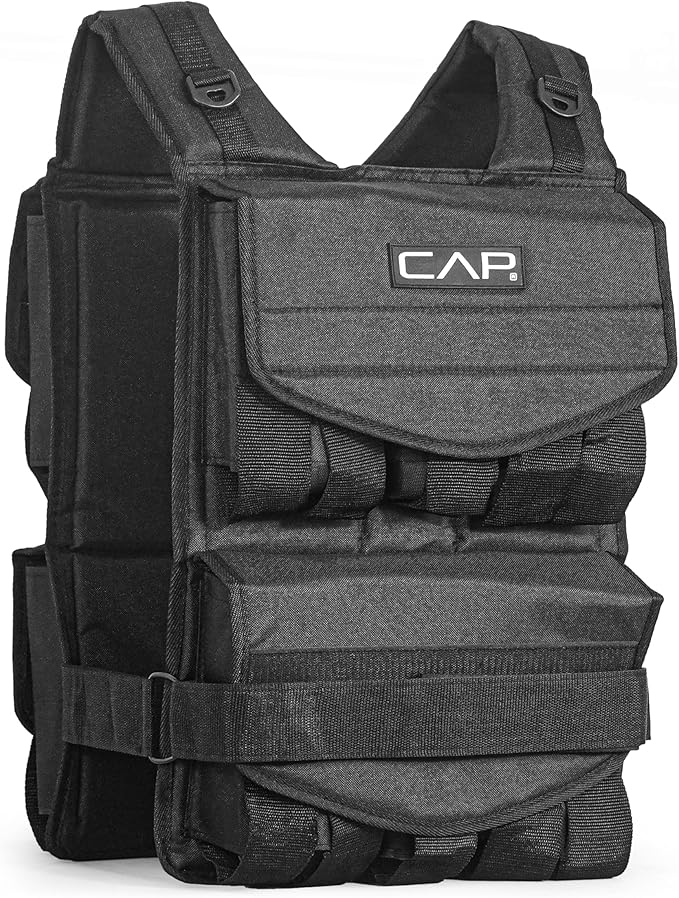 CAP Barbell Adjustable Weighted Vest | 20-150 lbs | Heavy-Duty Workout Vest with Removable Iron Weights for Strength Training, Cardio, Running, and Calisthenics