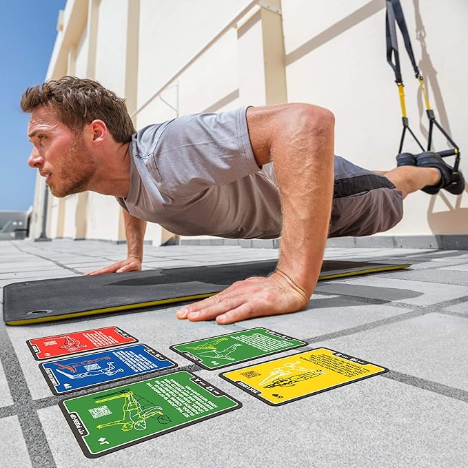 Stack 52 Suspension Exercise Cards Compatible with All Suspension Trainers. Suspended Bodyweight Resistance Workout Game. Video Instructions Included. Fun Home Fitness Program.(Mega Pack)