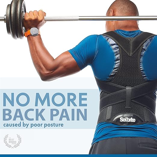 Selbite Posture Corrector for Men and Women - Back Brace for Upper and Lower Body Support - Adjustable Straightener with Pain Relief and Muscle Memory (Large)