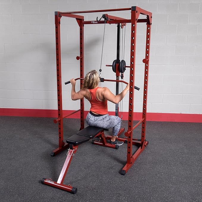 Body-Solid (BFLA100) Power Rack Lat Attachment - Transform Your Power Cage (BFPR100r) into a Home Gym with High and Low Pulley System for Lat Pulldowns, Rows, Biceps Curls, Shrugs