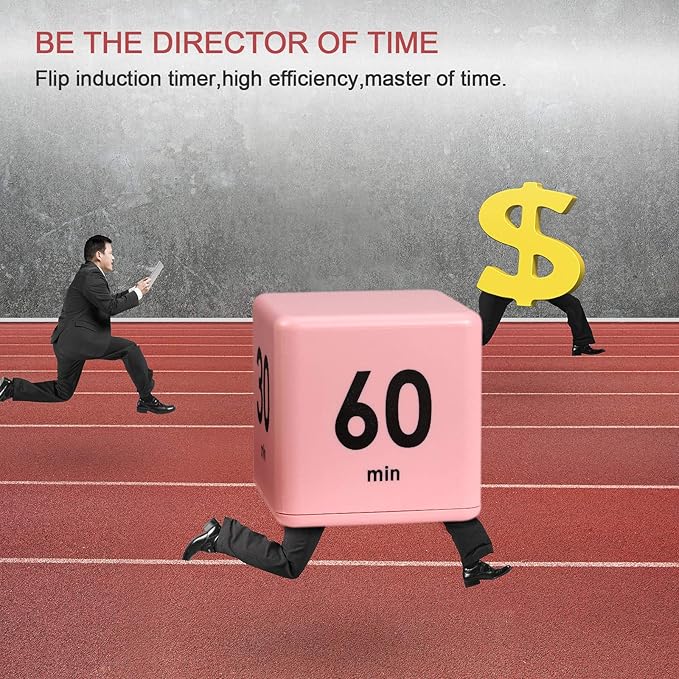 Weewooday Cube Timer, Gravity Sensor Flip Timer for ADHD Productivity, Classroom Kitchen Study Workout Cooking Desk Timers for Time Management, 15 20 30 60 Minutes Countdown Tool(Pink)