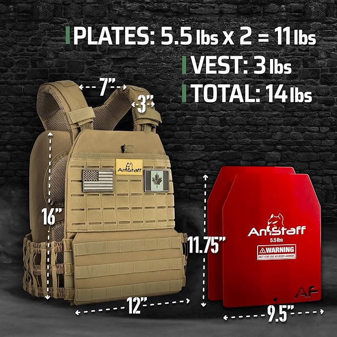 Amstaff Tactical Weighted Vest - Adjustable Weight Vests - Versatile Wearable Vest for Fitness Workouts, Strength and Endurance Training, Running