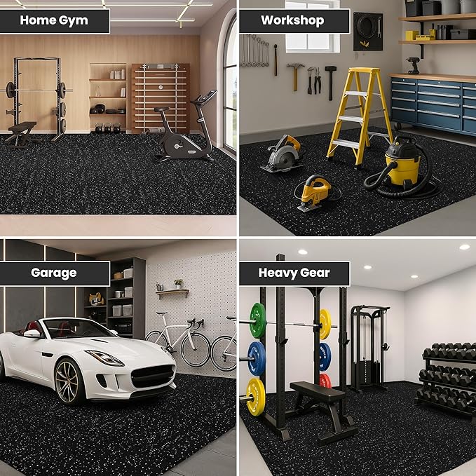 bemaxx Gym Mats Set - 54 pcs EVA Interlocking Foam Floor Tiles (12.6"x12.6"x0.4") 54sqft Protective Gym Flooring Sports Home Workout Exercise Mats Puzzle Garage Fitness Play-Room Pool Treadmill Bike