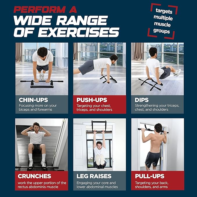 Sagler Pull up bar Doorway Heavy Duty Chin up bar Trainer for Home Gym Doorway Pull up bar or dip bar