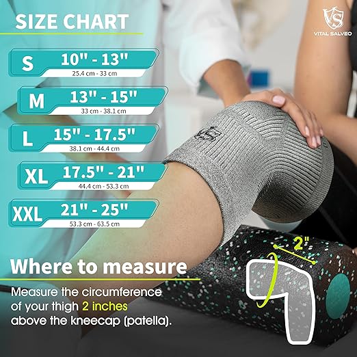 VITAL SALVEO-Compression Recovery Knee Sleeve/brace C3-COMFORT, Pain Relief, Protects Joint - Ideal for Sports and Daily Wear(1 Pair)/M