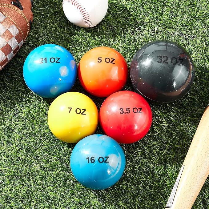 Hungdao 6 Pcs Weighted Plyo Training Balls Variable Plyo Weighted Balls Practice Weighted Baseball Weighted Ball Set for Throwing Pitching Power Improving Accessories, 6 Colors