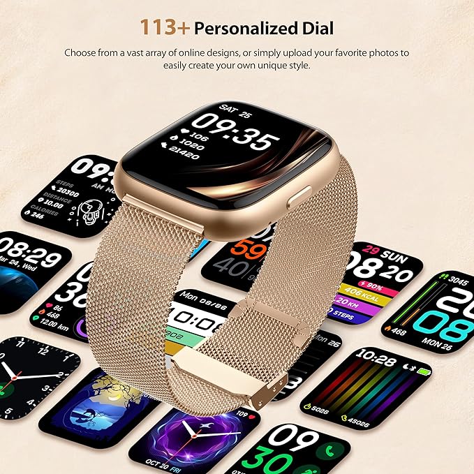 Smart Watch for Women with Alexa Built-in, 1.83" HD Touchscreen Fitness Tracker with Bluetooth Calls, Heart Rate/Sleep Monitor, 120+ Sports Fitness Watch, IP68 Waterproof Smartwatch for Android iOS