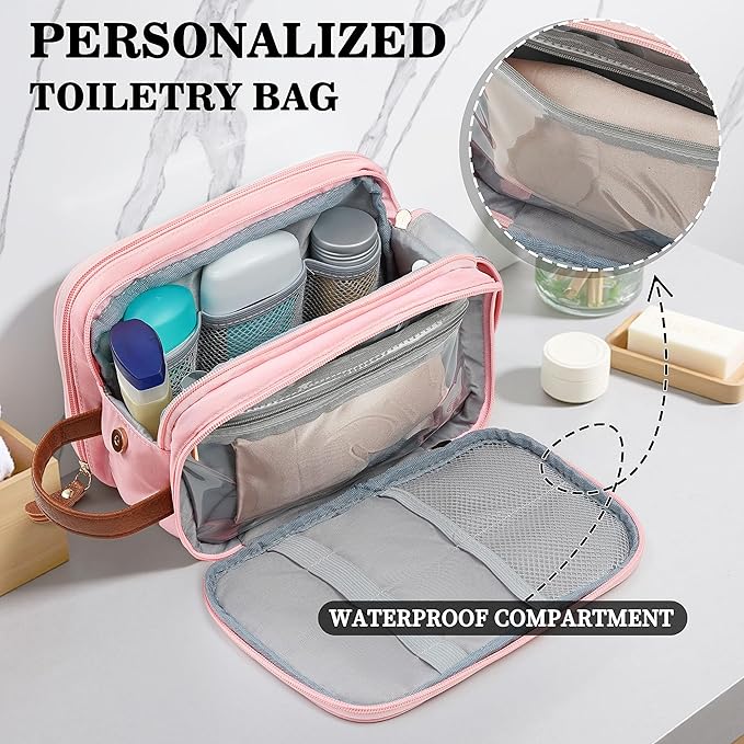 YOOLIFE Toiletry Bag for Men - Travel Toiletry Shaving Bag for Toiletries Accessories, Large Capacity Water-resistant Mens Dopp Kit, Personalized Gifts for Men Birthday Letter C Black
