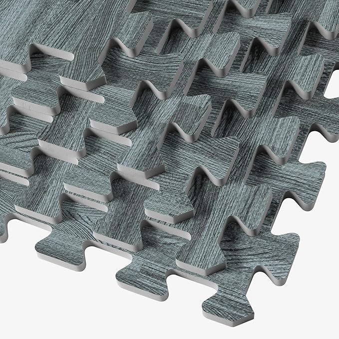 Forest Floor 3/8 Inch Thick Printed Foam Tiles, Premium Wood Grain Interlocking Foam Floor Mats, Anti-Fatigue Flooring – Stylish Flooring Solution