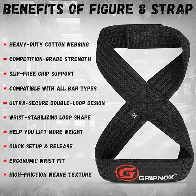 – Weight Lifting Straps Figure 8, Anti Slip Padded Wrist Support for Gym Workout Deadlift, Weightlifting, Powerlifting, Hand Bar Grip & Cross Training Strong Weightlifting Wrist Straps.