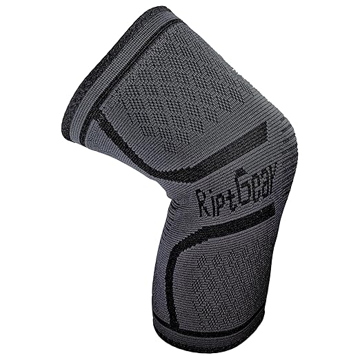RiptGear Knee Compression Sleeve - Braces for Knee Pain - Compression for Arthritis, Meniscus Tear, Running, Walking - Support for Women and Men - Sleeves Weightlifting (Medium, Gray (1 Pack))