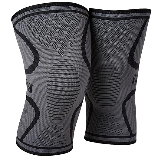 RiptGear Knee Compression Sleeve - 2 Pack - Braces for Knee Pain - Compression for Arthritis, Meniscus Tear, Running - Support for Women and Men - Sleeves Weightlifting (X-Large, Gray (2 Pack))