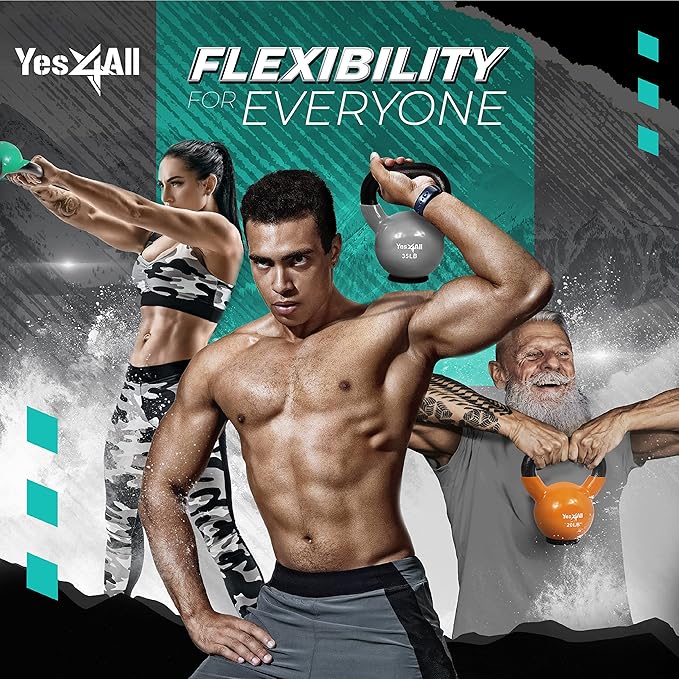 Yes4All Kettlebells Rubber Base, Kettlebell Set for Women, Strength Training Kettlebells Weights (10-65 lbs)