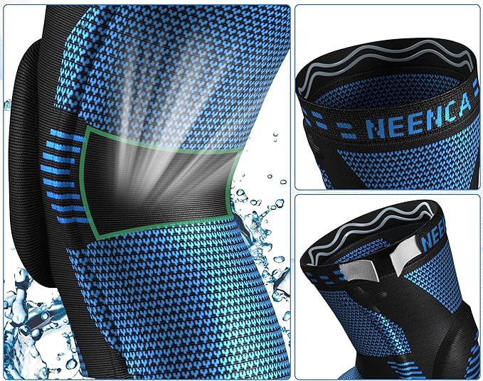 NEENCA 2 Pack Knee Braces for Knee Pain, Compression Knee Sleeves with Patella Gel Pad & Side Stabilizers, Knee Support for Meniscus Tear, Arthritis, Joint Pain, ACL, Runner, Workout