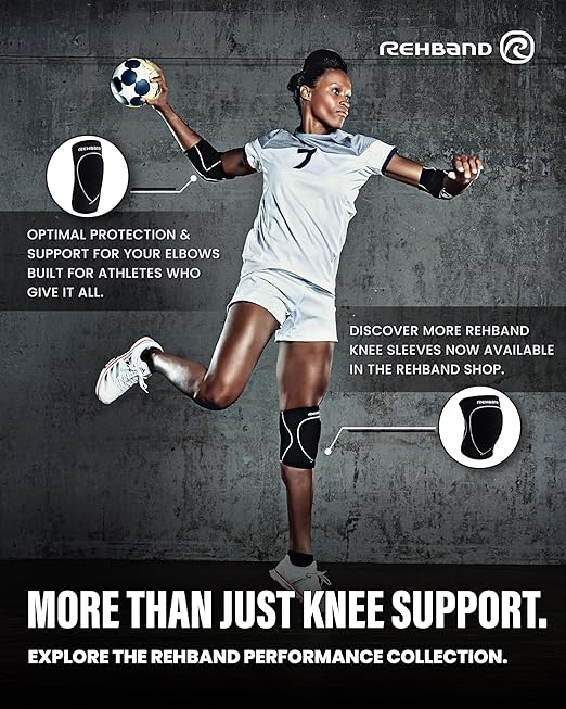Rehband Knee Pads for Volleyball, Handball & Indoor Sports, Neoprene Knee Sleeve Protector, Comfortable & Snug Fit, Shock-absorbing Sports Knee Pads Unisex, Colour:Blue, Size:Large