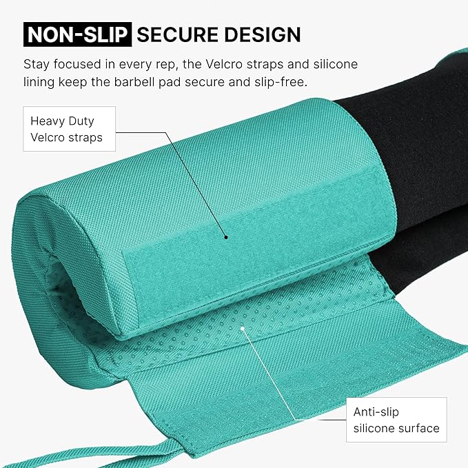 DMoose Fitness Barbell Pad for Hip Thrust, Squat & Lunges - Non-Slip Thick Foam Cushion for Neck and Back Support with Two Straps - Hip Thrust Pad for Leg Day - Fits All Olympic Bars and Smith Machine