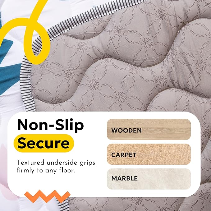 Miotetto Baby Mat for Floor, 73" x 73" Playpen Mat, Thick Soft Foam Padding Baby Play Mat, Portable Quilted playmat -Washable Baby Floor Play mat, Non-Slip Play Mat for Babies & Toddlers