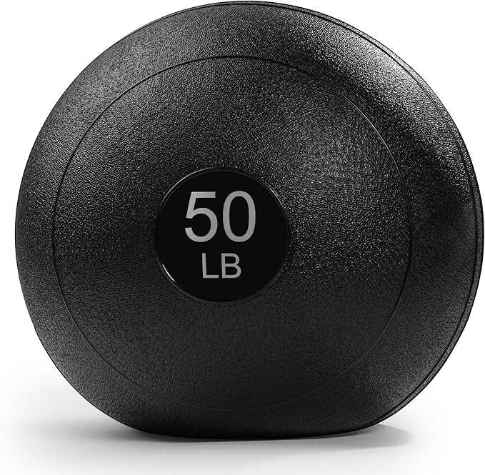 Sunny Health & Fitness Ultra-Durable Slam Ball, Sand Filled No-Bounce Core, Non-Slip Grip – Available in 10–50 lbs