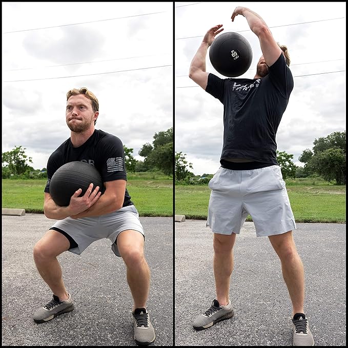 Valor Fitness Slam Ball - Durable Weighted Ball for Crossfit, Strength Training, HIIT, and Cardio Workouts, Non-Bounce Design, Multiple Weights Available