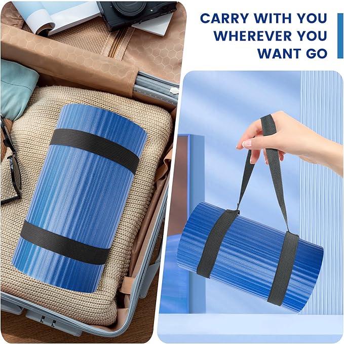 Yoga Knee Pad Cushion 0.8inch (20mm) Thick Yoga Mat with Carrier Strap for Pain Free Knees, Elbows, Wrists and Back, Workout Mats for Home Gym, Pilates, Planks, Ab Rollers (24"x10"x0.8")