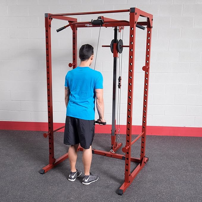 Body-Solid (BFLA100) Power Rack Lat Attachment - Transform Your Power Cage (BFPR100r) into a Home Gym with High and Low Pulley System for Lat Pulldowns, Rows, Biceps Curls, Shrugs
