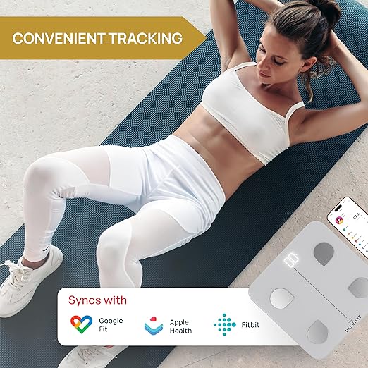 INEVIFIT Smart Body Fat Scale, Highly Accurate Bluetooth Digital Bathroom Body Composition Analyzer, Measures Weight, Body Fat, Water, Muscle, Visceral Fat & Bone Mass for Unlimited Users (White)