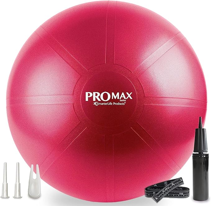 SmarterLife PRO MAX Exercise Ball – Yoga, Stability & Balance Trainer for Core Workouts, Fitness, Physical Therapy, Pregnancy & Office Chair Support – Anti-Slip, Anti-Burst