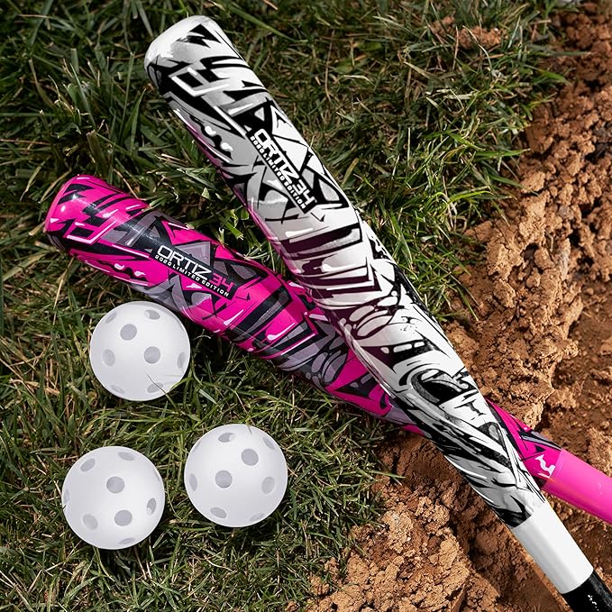 Grand Slam Set- Graffiti Plastic Bat, David Ortiz Backyard Baseball Set with 3 Balls, 4 Throw Down Bases