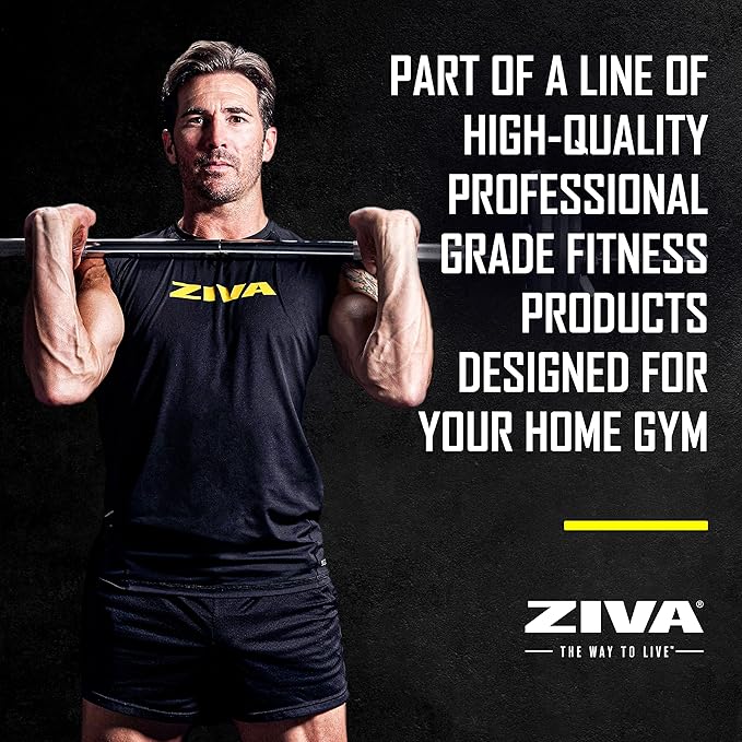 ZIVA Studio Barbell Weight Set – Adjustable Home Gym Kit with Standard Rubber Urethane Plates, 5' Chrome Bar (1.18" diam) & Collars | 2 Full Set Options – Extra Plates Not Included