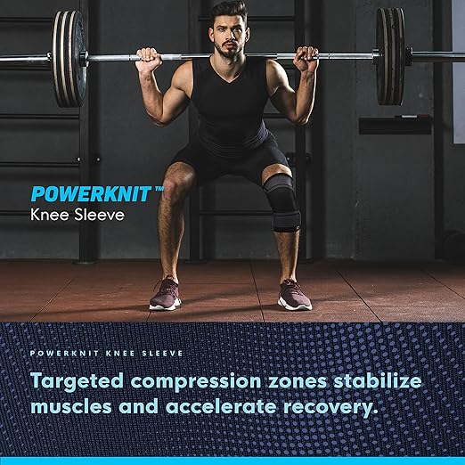 Copper Compression PowerKnit Knee Sleeve- Copper Stabilizer Support Brace for Meniscus Tear, ACL, MCL, Arthritis, Joint Pain Relief, Running, Sports, Hiking- Men & Women- Fits Right/Left - 2XL / 3XL